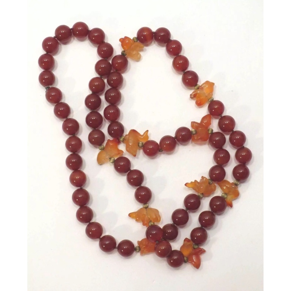 Vintage Carnelian Bead Necklace with Fetishes - Picture 4 of 9